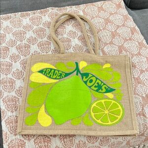 Trader Joe's Lemon Jute Tote Bag